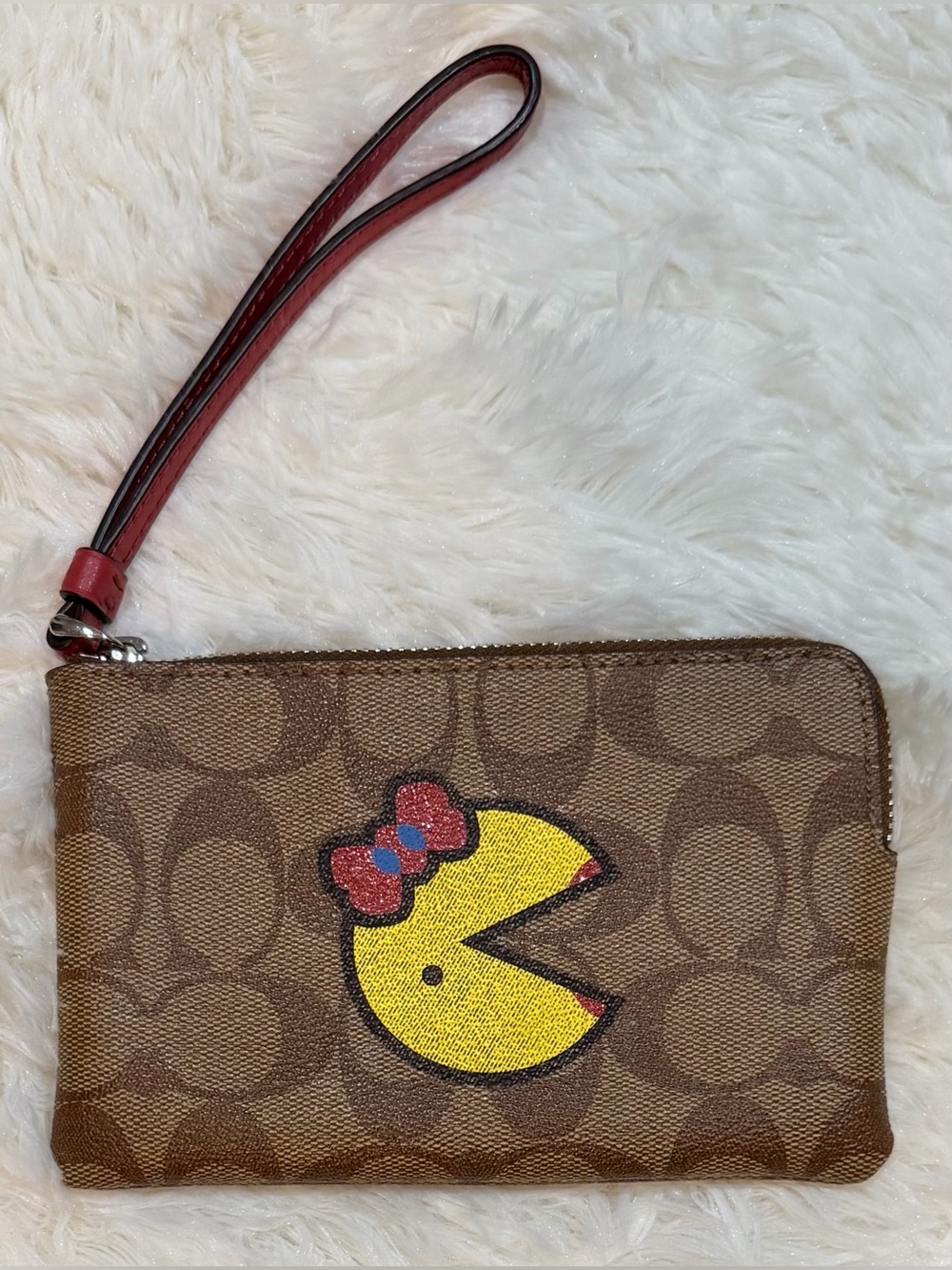 Coach Mrs. Pac-Man Corner Zip Wristlet in Signature Canvas